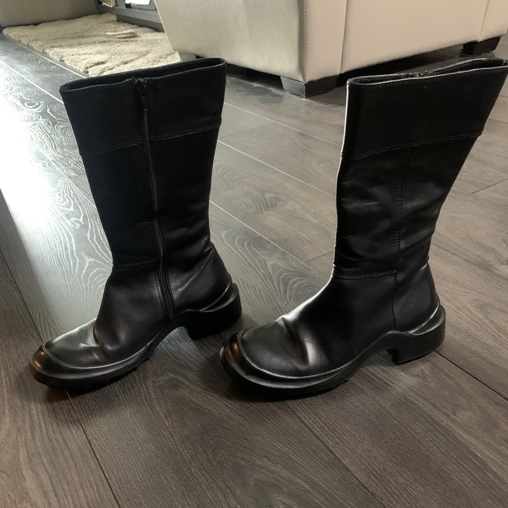 Black leather boots